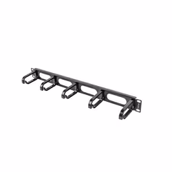 Lanberg AK-1205-B, Panneau de gestion de câbles, Noir, Métal, Plastique, 1U, 48,3 cm (19"), 482,6 mm