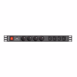 Lanberg PDU-04E04I-0200-BK unité de distribution d'énergie 4 sortie(s) CA 1U Noir
