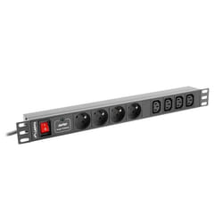 Lanberg PDU-04E04I-0200-IEC-BK unité de distribution d'énergie 4 sortie(s) CA 1U Noir