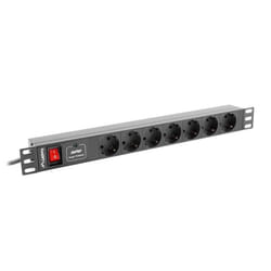 Lanberg PDU-07F-0200-BK unité de distribution d'énergie 7 sortie(s) CA 1U Noir