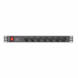 Lanberg PDU-07F-0200-IEC-BK, 1U, horizontale, Noir, 7 sortie(s) CA, Type F, Coupleur C14