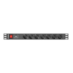 Lanberg PDU-07F-0200-IEC-BK unité de distribution d'énergie 7 sortie(s) CA 1U Noir