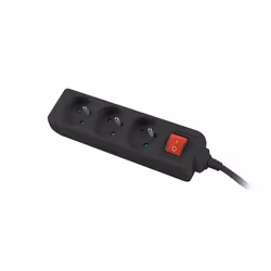 Lanberg PS1-03E-0150-BK, 1,5 m, Intérieure, Type E, Noir, 3 sortie(s) CA, 2500 W