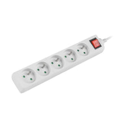Lanberg PS1-05E-0150-W multiprise 1,5 m 5 sortie(s) CA Intérieure Blanc