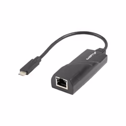 Lanberg NC-1000-02, USB Type-C, RJ-45, Noir, 1 pièce(s), 0,15 m