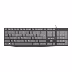 NATEC NAUTILUS, Taille réelle (100 %), Avec fil, USB, Clavier à membrane, QWERTY, Noir, Gris