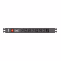 Lanberg PDU-08I-0200-C20-BK, 1U, Monophasé, Aluminium, Noir, 8 sortie(s) CA, Coupleur C13