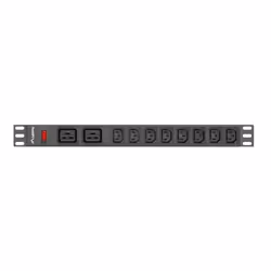 Lanberg PDU-02I1908I-0200-C20-BK, 1U, Monophasé, Aluminium, Noir, 10 sortie(s) CA, Coupleur C20