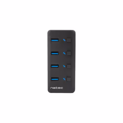 NATEC MANTIS, USB 2.0 Type-B, USB 3.2 Gen 1 (3.1 Gen 1) Type-A, 5000 Mbit/s, Noir, Acrylonitrile-Butadiène-Styrène (ABS), USB