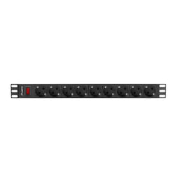 Lanberg PDU-09F-0300-BK unité de distribution d'énergie 9 sortie(s) CA 1U Noir, Gris