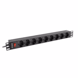 Lanberg PDU-09F-0300-BK unité de distribution d'énergie 9 sortie(s) CA 1U Noir, Gris - Vue supplémentaire 4