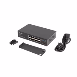 Lanberg RSFE-8P-2GE-120 commutateur réseau Non-géré Gigabit Ethernet (10/100/1000) Connexion Ethernet, supportant l'alimentation via ce port (PoE) 1U Noir