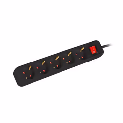 Lanberg PS1-05F-0150-BK multiprise 1,5 m 5 sortie(s) CA Intérieure Noir