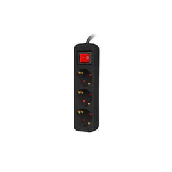 Lanberg PS1-03F-0150-BK multiprise 1,5 m 3 sortie(s) CA Intérieure Noir