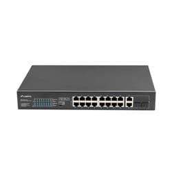 Lanberg RSFE-16P-2C-150 commutateur réseau Non-géré Gigabit Ethernet (10/100/1000) Connexion Ethernet, supportant l'alimentation via ce port (PoE) 1U Noir