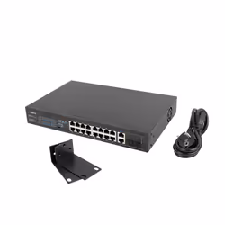 Lanberg RSFE-16P-2C-150 commutateur réseau Non-géré Gigabit Ethernet (10/100/1000) Connexion Ethernet, supportant l'alimentation via ce port (PoE) 1U Noir