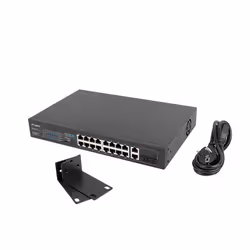 Lanberg RSFE-16P-2C-250 commutateur réseau Non-géré Gigabit Ethernet (10/100/1000) Connexion Ethernet, supportant l'alimentation via ce port (PoE) 1U Noir