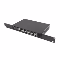 Lanberg RSFE-24P-2C-360 commutateur réseau Non-géré Gigabit Ethernet (10/100/1000) Connexion Ethernet, supportant l'alimentation via ce port (PoE) 1U Noir