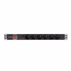 Lanberg PDU-06E-0200-BK, Commutable, 1U, Monophasé, horizontale, Aluminium, Noir