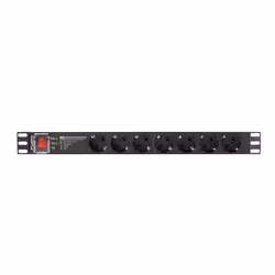 Lanberg PDU-PRO-07F-0200-BK, Commutable, 1U, Monophasé, horizontale, Aluminium, Noir