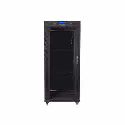 Lanberg free standing rack 19inch cabinet 27U 600x600 glass door LCD flat pack black Rack autonome