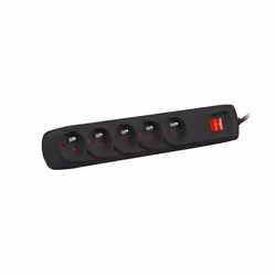 NATEC NSP-1713 protection surtension Noir 5 sortie(s) CA 1,5 m
