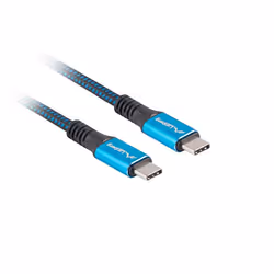 Lanberg CA-CMCM-45CU-0005-BK câble USB 0,5 m USB4 Gen 2x2 USB C Noir, Bleu