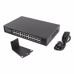 Lanberg RSFE-24P-2C-250 commutateur réseau Non-géré Gigabit Ethernet (10/100/1000) Connexion Ethernet, supportant l'alimentation via ce port (PoE) 1U Noir