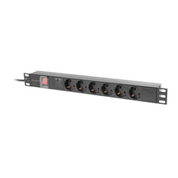 Lanberg PDU-06F-0200-BK unité de distribution d'énergie 6 sortie(s) CA 1U Noir