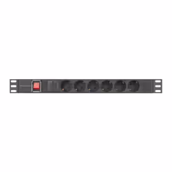 Lanberg PDU-06F-0200-BK unité de distribution d'énergie 6 sortie(s) CA 1U Noir