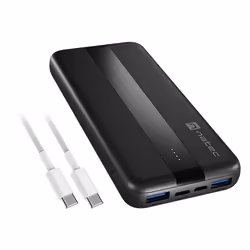 NATEC TREVI SLIM Q V2, 10000 mAh, Lithium Polymère (LiPo), Power Delivery, Quick Charge 1.0, Noir