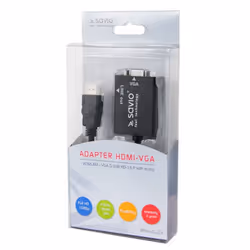 Savio CL-23 câble vidéo et adaptateur VGA (D-Sub) HDMI Type A (Standard) Noir