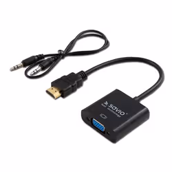 Savio CL-23/B, 0,5 m, VGA (D-Sub), HDMI Type A (Standard), Mâle, Femelle, Noir