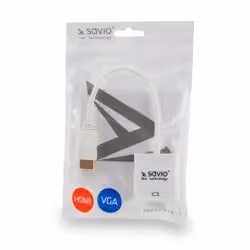Savio CL-27B câble vidéo et adaptateur 0,1 m HDMI Type A (Standard) VGA (D-Sub) Blanc