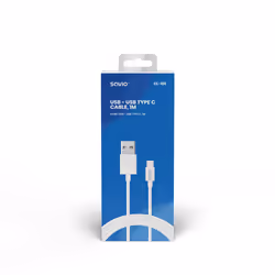 Savio CL-126 câble USB 1 m USB 2.0 USB C USB A Blanc