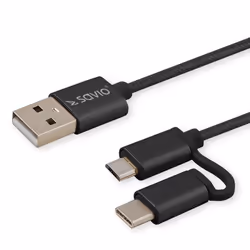 Savio CL-128, 1 m, USB A, USB C/Micro-USB A, USB 2.0, 480 Mbit/s, Noir