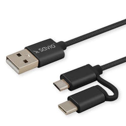 Savio CL-128 câble USB 1 m USB 2.0 USB A USB C/Micro-USB A Noir