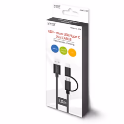 Savio CL-128 câble USB 1 m USB 2.0 USB A USB C/Micro-USB A Noir