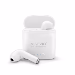 Savio TWS-01 Białe, Sans fil, Appels/Musique/Sport/Au quotidien, Écouteurs, Blanc