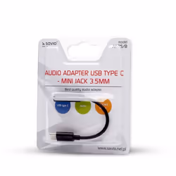 Savio AK-35/B changeur de genre de câble USB Type 3.1 C Jack 3.5mm Noir