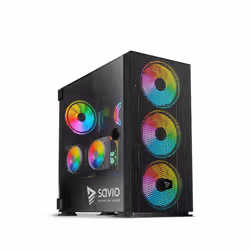 Savio SAVGC-RAPTORX1, Midi Tower, PC, Noir, ATX, EATX, ITX, Mini-ATX, Mesh, SPCC, Verre trempé, Jouer