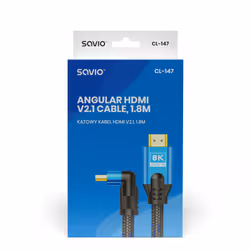 Savio CL-147 Kabel HDMI v2.1, ktowy,1.8m, mied, oplot baweniany, metalowe wtyczki câble HDMI 1,8 m HDMI Type A (Standard) Noir, Bleu