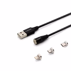 Savio CL-152, 1 m, USB A, USB C/Micro-USB B/Lightning, USB 2.0, 480 Mbit/s, Noir