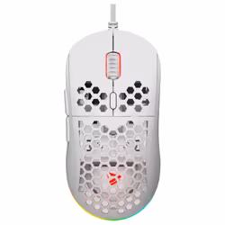 Savio HEX-R, Droitier, Optique, USB Type-A, 12000 DPI, Blanc