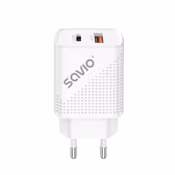 Savio LA-04 USB Type A &amp; Type C Quick Charge Power Delivery 3.0 Indoor, Intérieure, USB, Blanc
