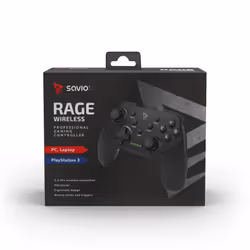 Savio RAGE WIRELESS - gamepad - tradlo Noir USB Manette de jeu Analogique PC, Playstation 3 - Vue supplémentaire 8