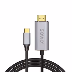 Savio USB-C to HDMI 2.0B cable 2m silver / black gold tips CL-171, 2 m, USB C, HDMI Type A (Standard), Noir