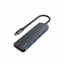Savio Hub USB-C - 4 x USB-A AK-54 USB 3.2 Gen 1 (3.1 Gen 1) Type-A 1000 Mbit/s Noir
