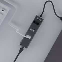 Savio AK-57 USB-C - 3 x USB-A HUB with RJ-45 Gigabit Ethernet adapter 5000 Mbit/s grey 2 x USB 3.2 Gen 2 (3.1 Gen 2) Type-C 1000 Mbit/s - Vue supplémentaire 4