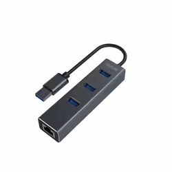 Savio AK-57 USB-A - 3 x USB-A HUB with RJ-45 Gigabit Ethernet adapter 5000 Mbit/s grey USB 3.2 Gen 1 (3.1 Gen 1) Micro-B 5000 Mbit/s - Vue supplémentaire 2